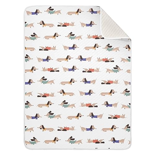 Image of Swaddle Blanket for Cute Dog Dachshund Baby Receiving Blanket Muslin Baby Swaddles Soft Cotton Breathable Nursery Blankets for Unisex Boys and Girls 30x40 Inch