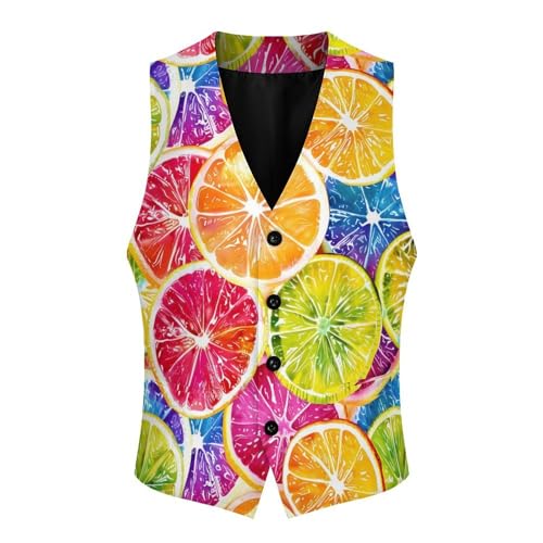 Colorful Lemon Fruit Novelty Men's Suit Vest Casual Formal Dress Vests Business Waistcoat3