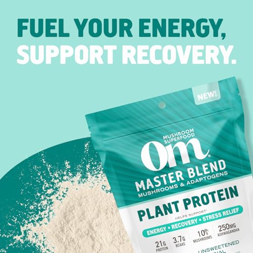 OM Mushroom Superfood Master Blend Mushroom Plant-Based Protein, 17.07 oz, 16 Servings Unsweetened Original - Image 7