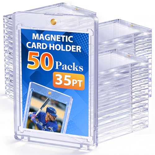 SAMYUCHO 50ct Magnetic Card Holders, 35pt Magnetic Trading Card Protectors