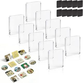 Clear Acrylic DIY Fridge Magnet Set with Adhesive Backing，Square：10 | 2" x 2" DIY Clear Acrylic Fridge Magnet Kit for Refrigerator Square Magnet Making Kit Adhesive Backing