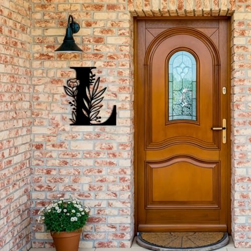 Metal Name Sign,Initial Welcome Letter Monogram Wall Decor,Wall Art Last Name Signs,Garden Door Decor for Outside,Wedding,House Warming Gift,12 inch in Height (Letter L)