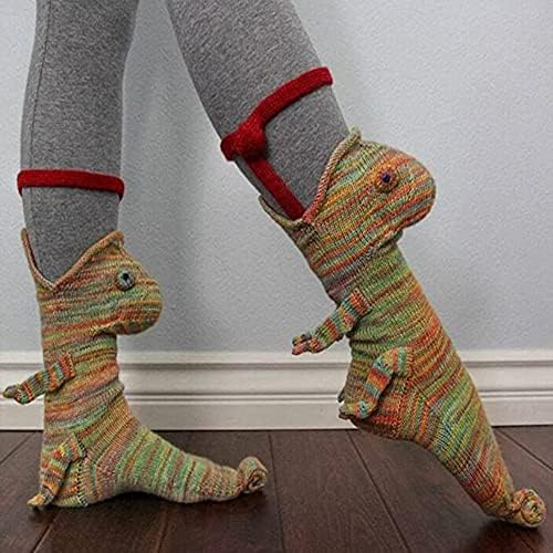NetHong Personalised Slipper Socks Funny Socks Knit Animal Crocodile Socks Whimsical Alligator Knitting Cuff Floor Sock Winter Funky Socks Warm Socks Handmade Unisex Christmas Gift