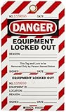 Perforiertes 2-teiliges nicht klebendes Etikettmit der Aufschrift Danger Equipment Locked Out, 101,60mm x 177,80mm, rot/schwarz, 25er-Pack