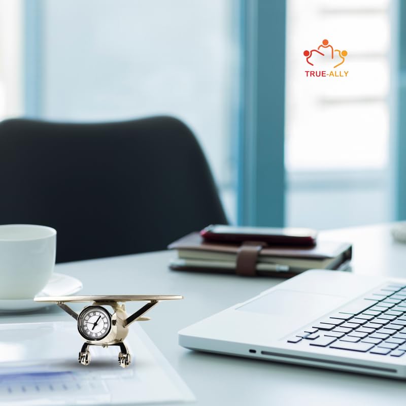 True-Ally Aeroplane Miniature Table Clock & Paper Weight - Vintage & Stylish Analog Desk Clock, Silent Operation, Easy Battery Replacement - Ideal for Home, Office, Kids Bedroom - Unique Decor Piece 2