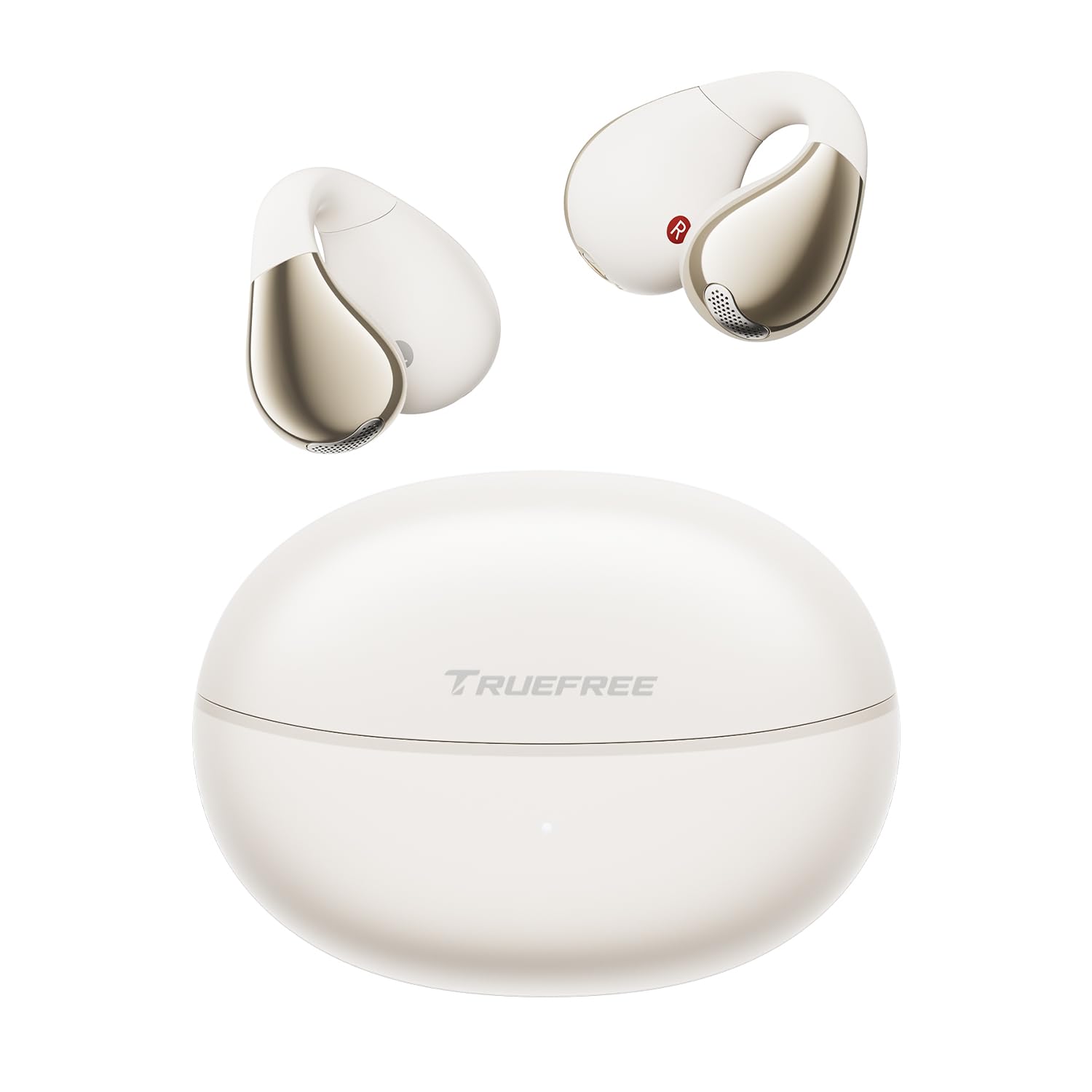 TRUEFREE B1 Wireless Earbuds, Clip-On Earphones, Open-Ear Headphones with Bluetooth 5.4, Spatial Sound, 10.8mm Dual Magnetic Driver, 25H Playtime, Clear Calls, Multipoint Connection, App Customizable White