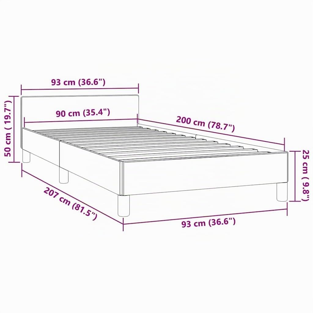 vidaXL Bettgestell mit Kopfteil, Bettrahmen mit Lattenrost, Bett Polsterbett mit Stützbeinen, Schlafzimmerbett Einzelbett, Schwarz 90x200cm Samt