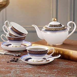 Tea Sets for Adults Tea Set with Teapot Wedding Tea Service Ceramic Coffee Cups Set Bone China Cups with Tea Cup and Saucers