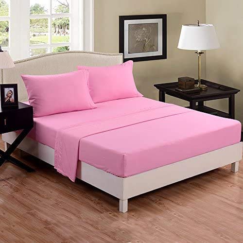 Image of Light Pink Bedsheet with 4 Pillow Covers 400TC 100% Egyptian Cotton Premium 5 Piece Bedsheets Twin Size