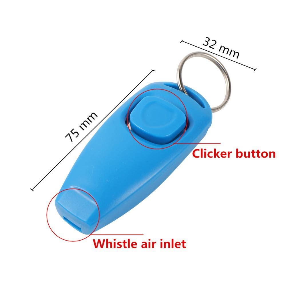 Portable Dog Training Clickers and Whistle in One Stop Barking Training Tool Pet Supplies for Dog Cats Puppy Birds Horses (White)