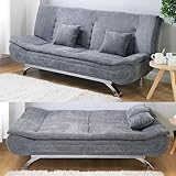 INMOZATA Linen Sofa Bed 3 Seater Sofa 188cm Bed Settee Click Clack Sofabed Convertible Sofa Couch with Chrome Legs and Two Pillows Support Leg for Living Room/Guest Room/Office (Grey) - Image 7