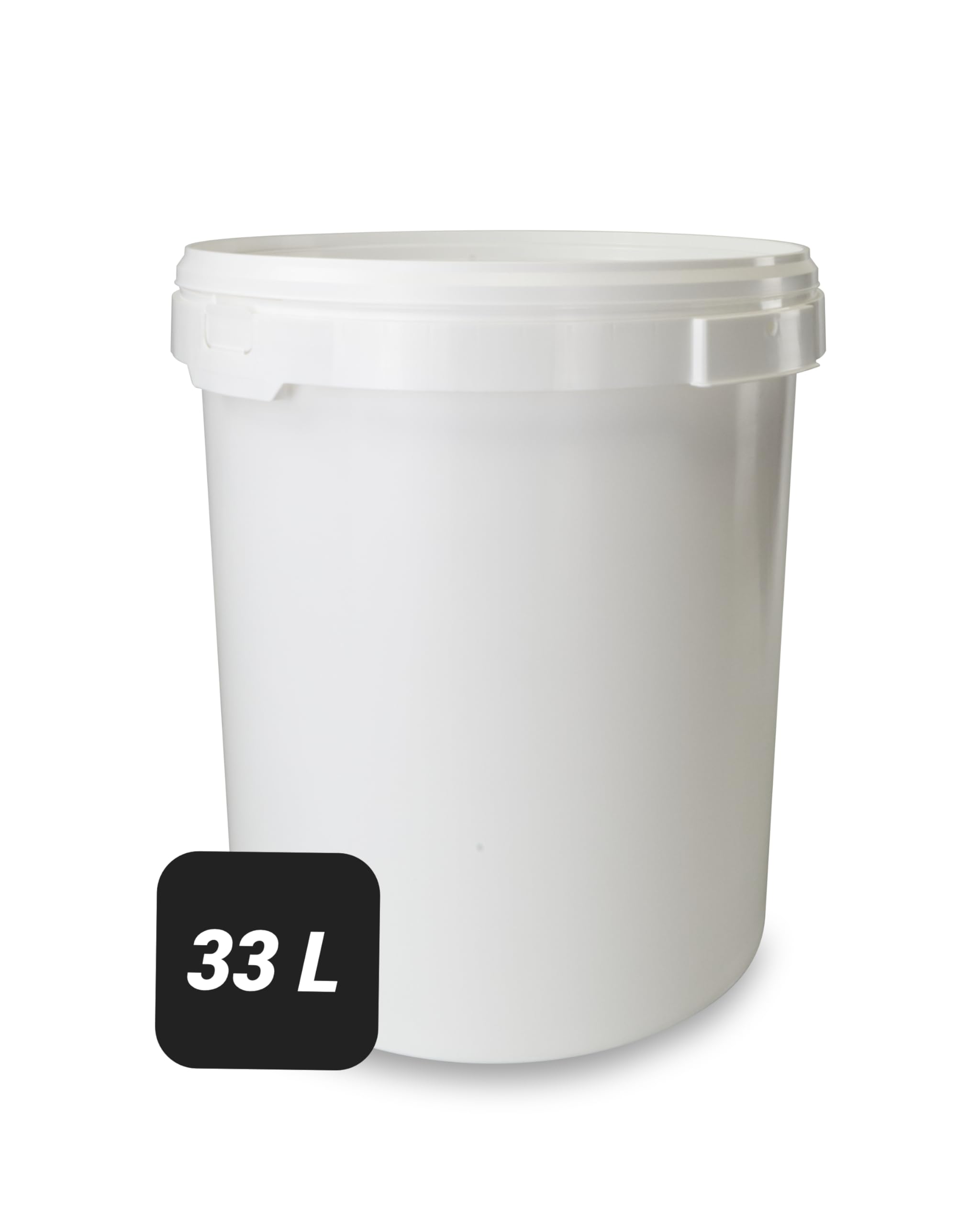 Trevendo 33 Liter Hobbock mit Deckel und Griffmulde, lebensmittelecht - luftdicht - stabil - stapelbar - Leereimer zur sicheren Lagerung inkl. Trevendo Beschriftungsetikett