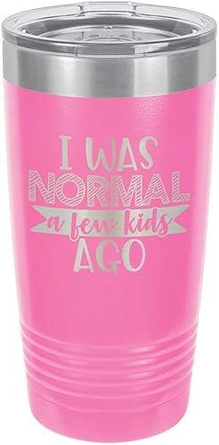 Miniatura 16 de I WAS NORMAL A FEW KIDS AGO BLACK Vaso de bebida de 20 oz con pajita Taza de viaje grabada con láser con citas divertidas Comparar con Yeti