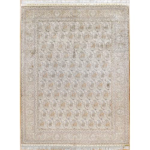 Yilong Carpet 8x10ft Hand-Knotted Silk Area Rug All Over Handmade