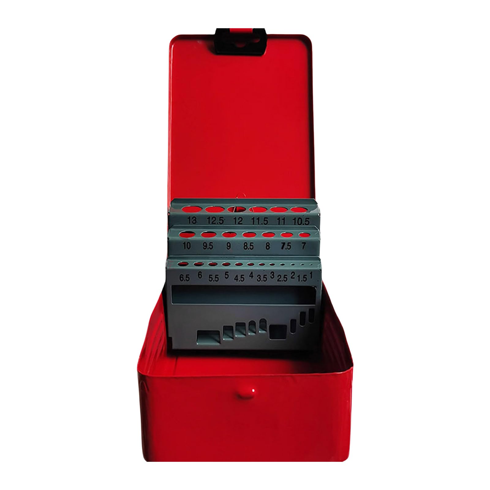 Portapunte Da Trapano Metallico - 25 Slot, Con Indicatore Misure, Per Punte 1-13mm