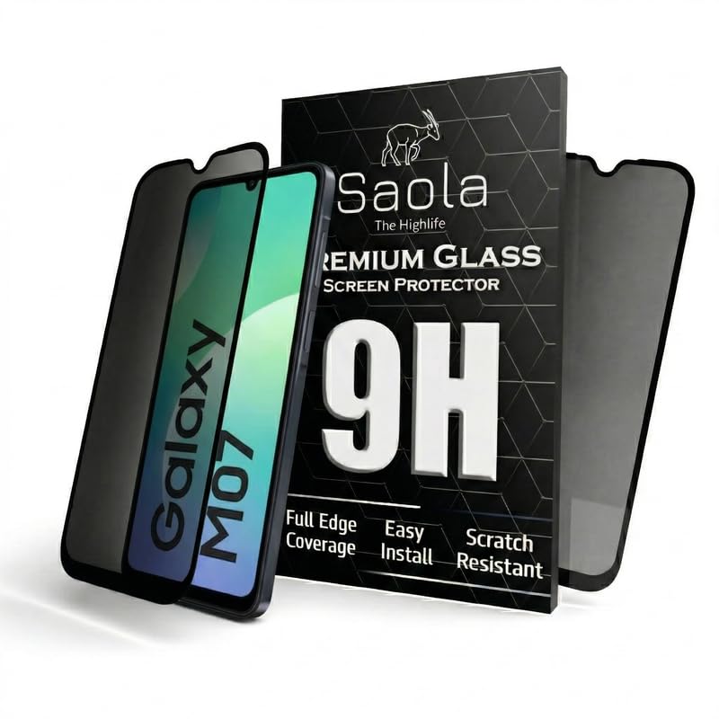 Image of Saola Ultra Privacy Tempered Glass For Samsung Galaxy M07 (PACK OF 1) with Free Installation Kit. Full screen Coverage. Free Replacement If Received Damaged - 6.7 inch