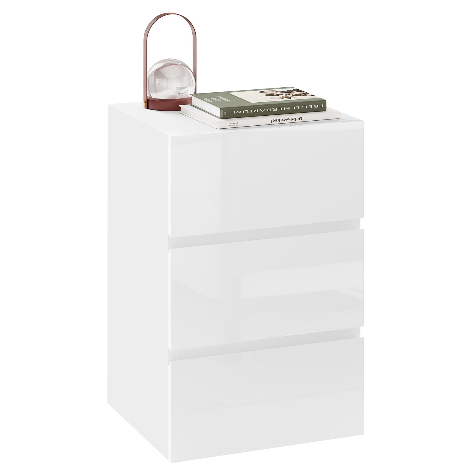 EUGAD Mesita de Noche con 3 Cajones, Mesilla de Noche Blanca, Mesita Noche para Dormitorio, Mesita de Café para Salón, Terraza y Pasillo, 40x35x62 cm