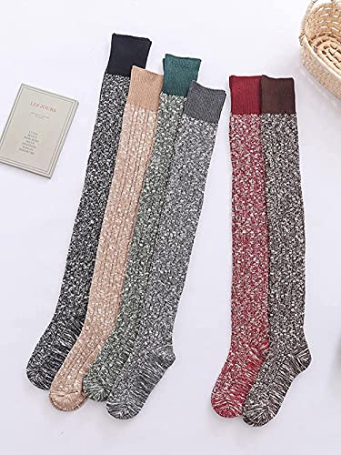 Image of Women's Thigh High Knitted Winter Boot Socks Vintage Extra Long Leg Warmer Over Knee High Stockings