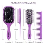 4Pcs Detangling Hair Brush Set for Women - Paddle Brush for Wet or Dry, No More Tangles for Straight, Long, Thick, Curly, and Natural Hair (Purple) - Image 5