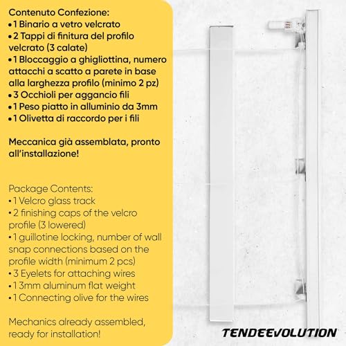 Binario Tenda a Pacchetto a Vetro 3 Calate in Alluminio con Sgancio Rapido, a Soffitto Parete o su Infisso, Bastone Binario per Tende a Pacchetto Moderne (80 CM COMANDO SINISTRO) - 2