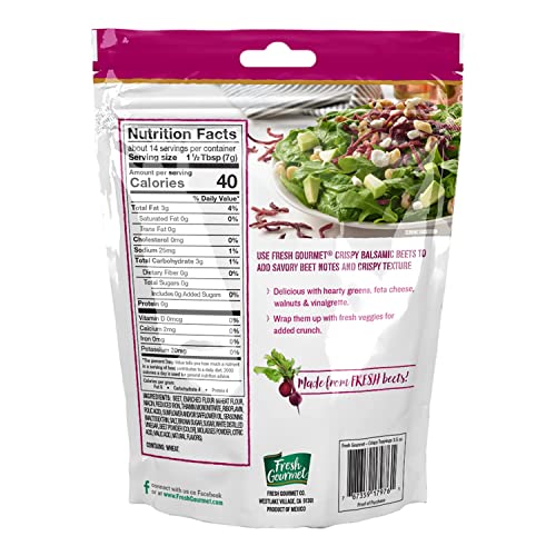 Image of Fresh Gourmet Beets for Salads, Wraps, Vegetables, Grain Bowls and Snacks, Crunchy Garnishes, Salad Mix Ins and Vegetable Toppings, Crispy Balsamic Beets, 3.5 Ounce (Pack of 4)