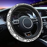 Skull Steering Wheel Cover Non Slip Black and White Neoprene Steering Wheel Protector Covers Universal 15 inch for Women Men Car Accessories