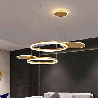 MIXL- LED دائرة الحد الأدنى قلادة ضوء تركيبات، التعميم وحلقة الشكل الحديث سقف شنقا مصباح، الشمال نصف سقف مصباح الثريا لغرفة المعيشة قاعة الخفيفة في الذهب ضوء دافئ