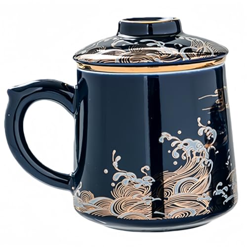 Tasse à thé en céramique infuseur bleu azur de qualité - 2
