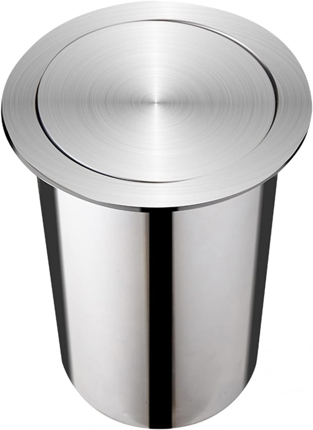 Built-in Trash can with Stainless Steel on The countertop, Swing lid Bucket in The Kitchen, Round Chute, Used for Household Garbage