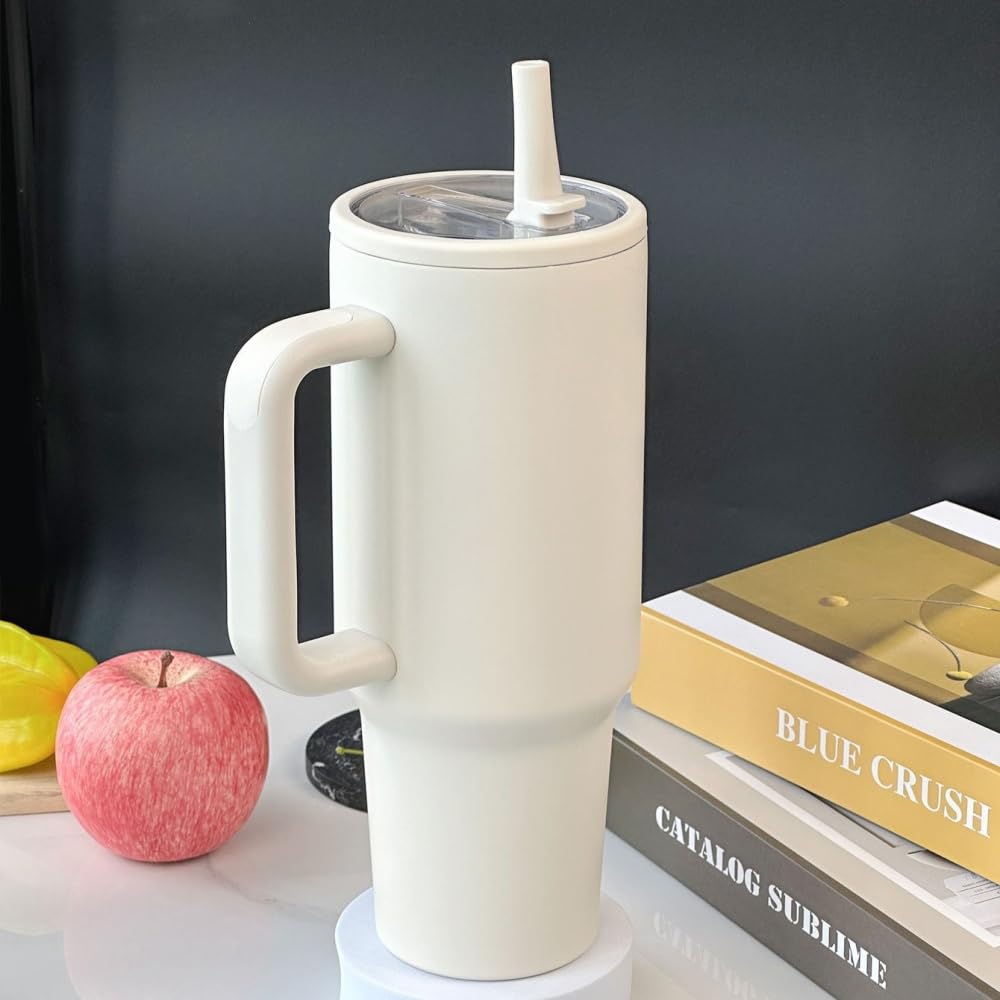 Besot 40oz Flip Cap Straw Cup with Handle Suitable for Car Cup Holder Leak Proof Traveler's Water Cup304 Stainless Steel Material