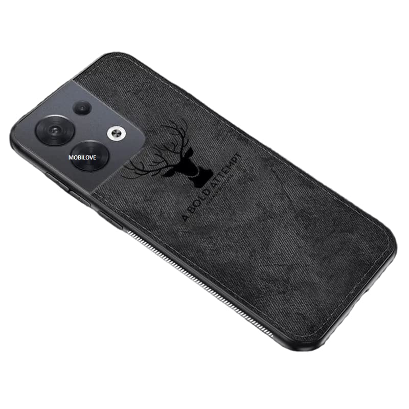 MOBILOVE Deer Pattern Cloth Texture Leather Finish Soft Fabric Case Hybrid Protective Case with Camera Protection for | Oppo Reno 8 Pro 5G (Black) (B0BH4NCBRX) Amazon Price History, Amazon Price Tracker