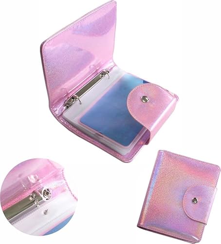VNC 20 Slots Nail Art Stamp Plate Holder Stamping Plates Storage Bag Cases Rainbow Replaceable XL Plates Big Size 9.5x14.5CM Organizers (C-Pink)