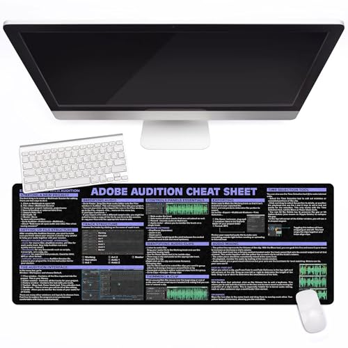 Image of Audio Editing Shortcuts Cheat Sheet Mouse Pad, Mouse Pad for Audio Editors, Adobe Large Desk Mat, Sound Producers Mousepad, Essential Computer Accessories for Study, Work, and Reference Purposes
