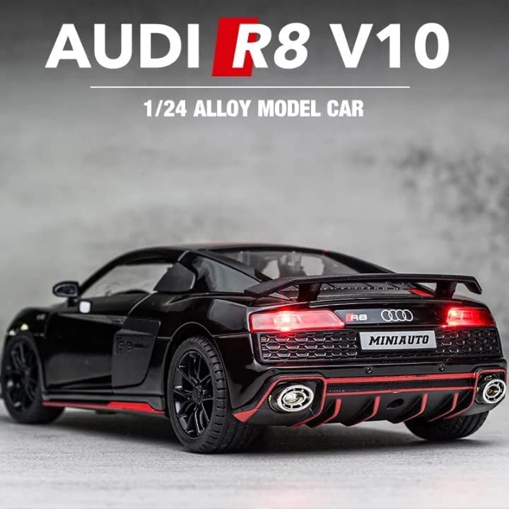 Image of Metal Pull Back Diecast Car 1:24 Big Audi R8 V10 Sport Pull Back Car Model with Sound Light Boys Gifts Toys for Kids【Pack of 1】,multicolor