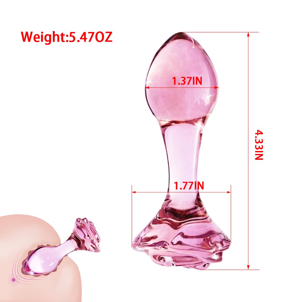Pink Glass Butt Plug,Crystal Anal Plug,Adult Sex AnalToy,Sex Gifts,S&M Anal Trainer,Portable Bum Bomb Plug,Anal Expander Training Masturbation for Adult Female Men Women Gay and Couples: Flower