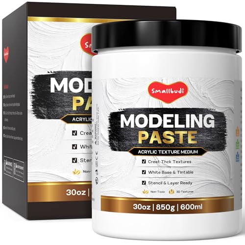 Smallbudi Modeling Paste 600 ml / 30 oz - High Density Acrylic Medium for Texture Art and Thickness Structural Molding Texture Paste for Acrylic Painting Canvas Sculpture Art Projects 3D Effect