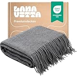 Lanavitta – Wolldecke „Melange“ – Tagesdecke und Bettüberwurf – 100 prozent Neuseeland-Wolle, Warmer Sofa-Plaid – Grau – 140x200 cm