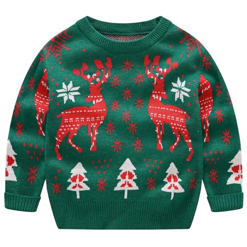 Boys Girls Christmas Pullover Kids Knitted Xmas Jumpers Sweater Xmas Santa Snowman Long Sleeve Knit Pullover - Main Image
