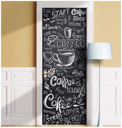 Coffee Door Mural. Single Piece Sticker, Decal. Wrap, Cover. Peel and Stick, Self-Adhesive, Removable (36"x80", Variant 1)