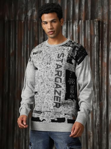 Image of High Star Men Knitted Acrylic Relaxed Fit Round Neck Long Sleeve Sweaters