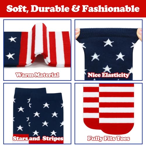 Sarfel 4th of July Socks Kids Soccer Socks Youth Boys American Flag Socks Boys Red White and Blue Sock Kids Football Socks Boy - Thumbnail 5