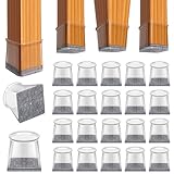 BUMACO Chair Leg Floor Protectors Square Chair Leg Protectors for Hardwood Floors Silicone Pads Covers to Protect Floors Clear-20 Pcs Square XL (1-1/2