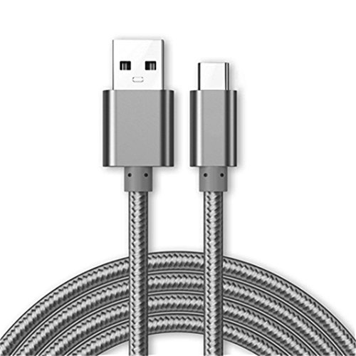 Kit Me Outu00ae [2M 2 Metro [3.1A Cargador Rápida] Cable De Carga Rápida USB C para Sony Xperia L1, Tipo C Sincronización Cable Trenzado Nilón Nylon [USB 3.0] - Gris