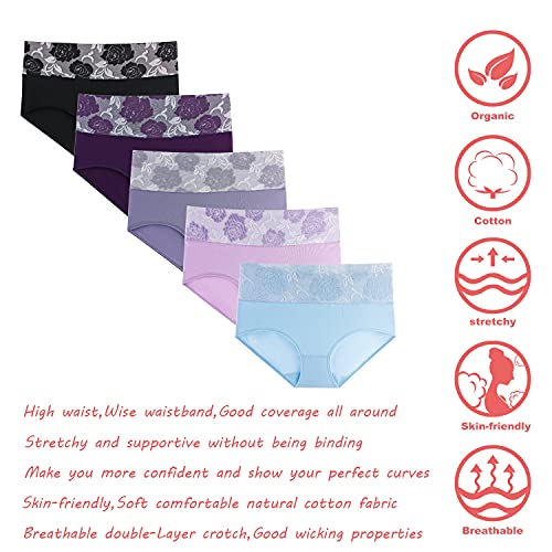 Honzadar Women Underwear Breathable Panties Cotton Tummy Control High Waist Briefs Full Coverage Panty Multipack - Image 4