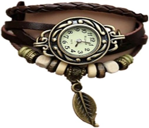 Woman Lady Men Hot Fashion Classic Leather Strap Roma Number Dial Quartz Watch WHS1 (Brown-6)