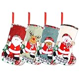 Nikolausstrumpf Set, 2025 Neu Weihnachtsstrumpf, Nikolausstiefel zum Befüllen, Weihnachtssocken zum Aufhängen, Christmas Stocking Set, Nikolaus Socken Weihnachtsdeko für Kamin&Weihnachtsbaum (4 Stück)