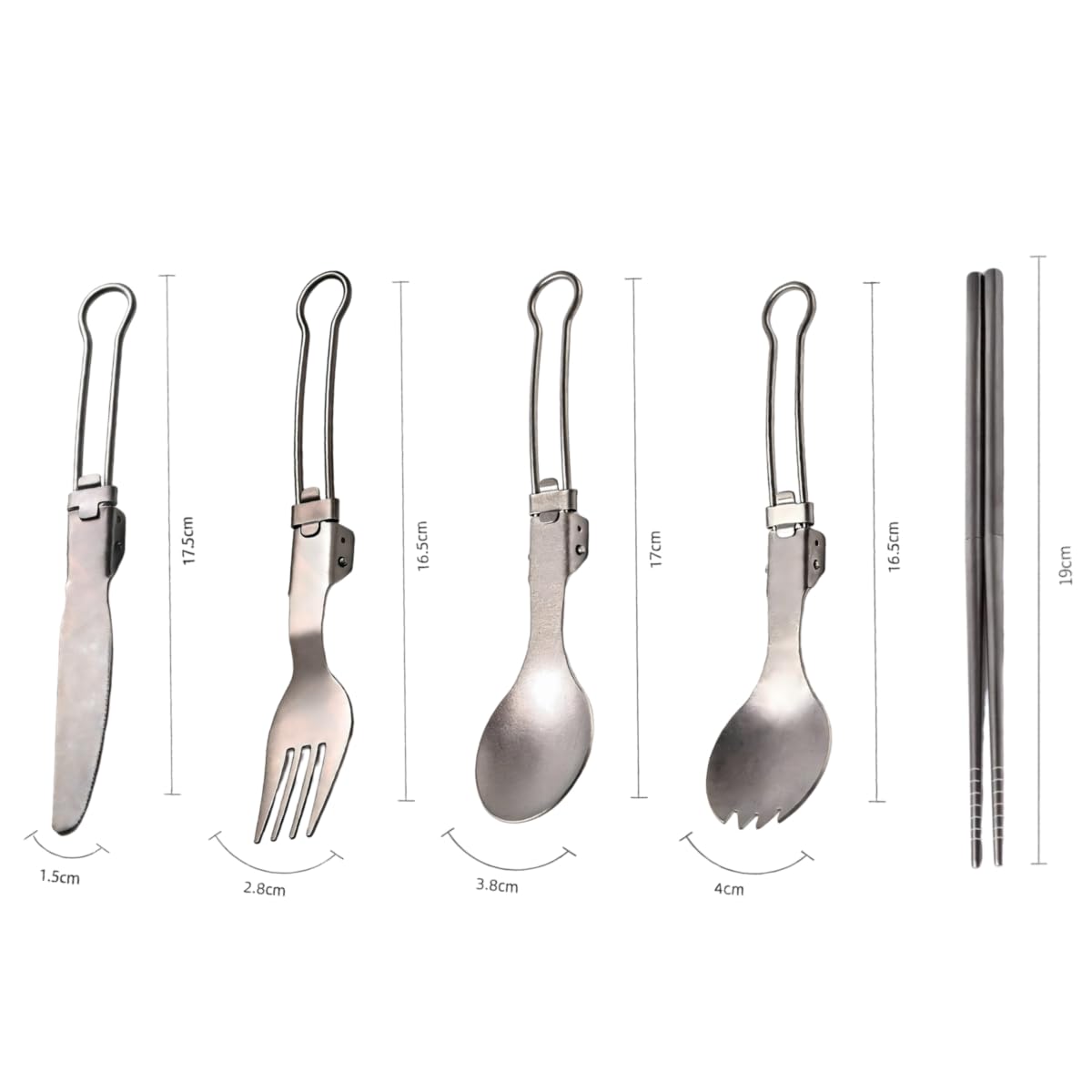 Besteck Set Faltbar Tragbar Aus Reinem Titan 2 Sets | Camping Picknick Reiseverpflegung Messer Löffel Gabeln Essstäbchen