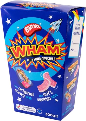 Barratt WHAM with Sour Crystal | Original Chewy & Squidgy One | 300 gr. Pack | Ideal Present | Assortment of Sweet & Sour Flavours | New Stock | Sold by Essential Products