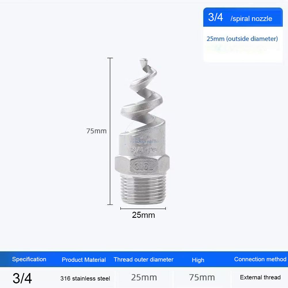 Ugelli per idropulitrici, ugelli a innesto rapido, Ugello atomizzatore a spirale in acciaio inossidabile 90/120 gradi 1/4-2 pollici 1/2/5/10 pezzi(3/4-316 Stainless Steel Not Polished,5pcs)