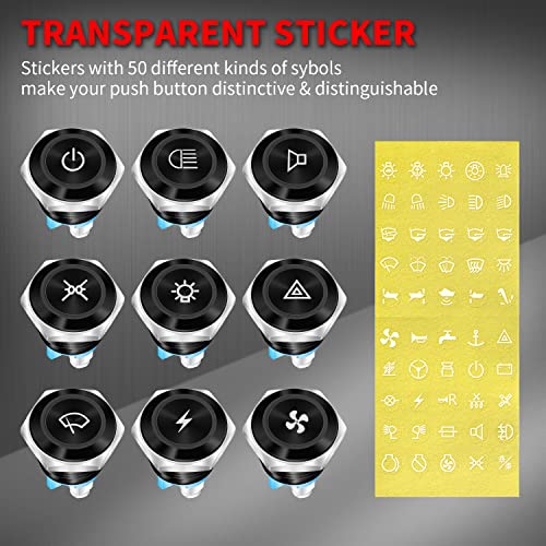 Daiertek 12V 16Mm Momentary Push Button Switch Black Metal Round Horn Switch Spst 12 Volt Pushbutton Dc/Ac Waterproof For Doorbell Handlebar -10Pcs #TOP5